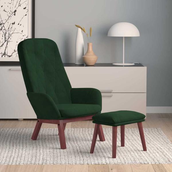 ARDEBO.de - Relaxsessel mit Hocker Dunkelgrün Samt