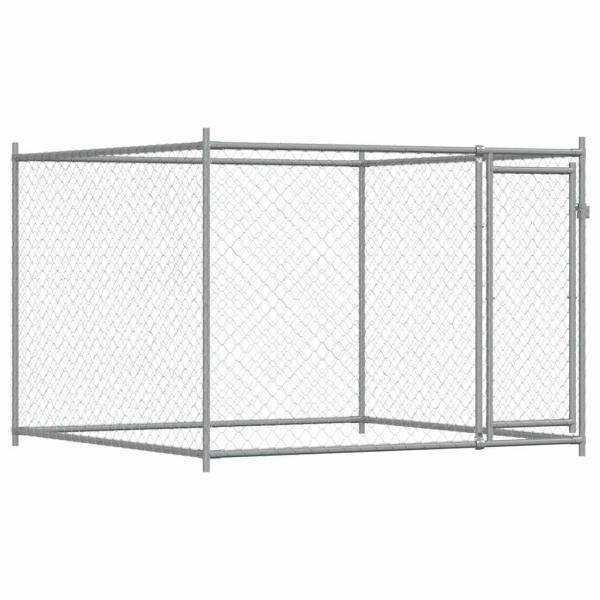 Hundezwinger mit Tür Grau 2x2x1,5 m Verzinkter Stahl
