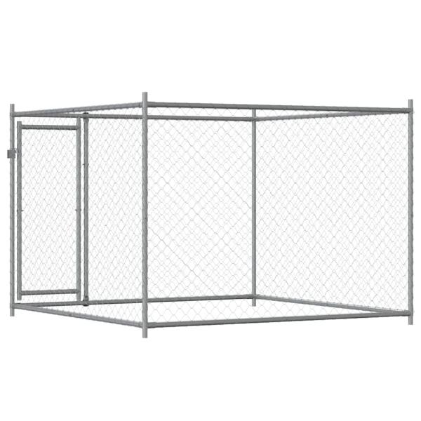 Hundezwinger mit Tür Grau 2x2x1,5 m Verzinkter Stahl