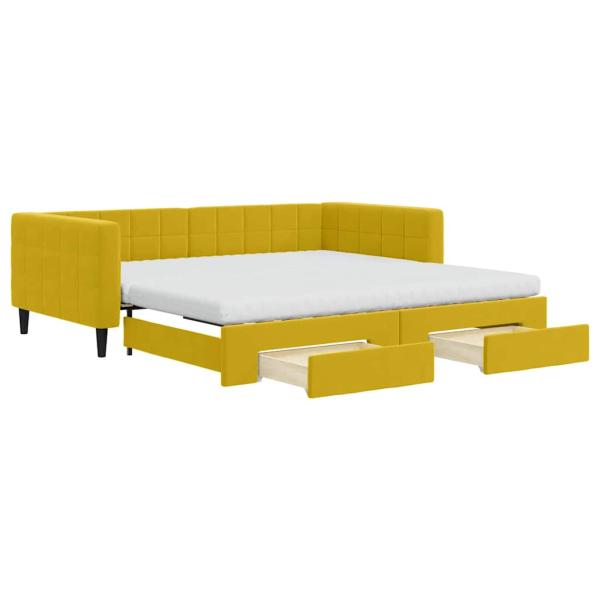 Tagesbett Ausziehbar mit Schubladen Gelb 100x200 cm Samt