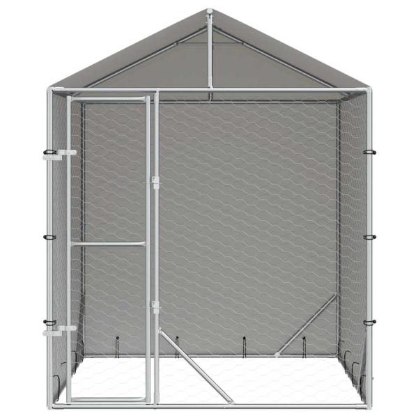 Outdoor-Hundezwinger mit Dach Silber 2x2x2,5 m Verzinkter Stahl