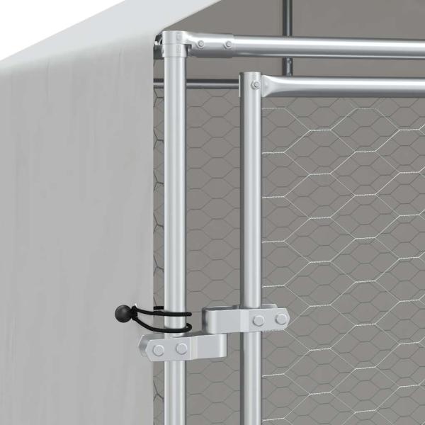 Outdoor-Hundezwinger mit Dach Silber 2x2x2,5 m Verzinkter Stahl