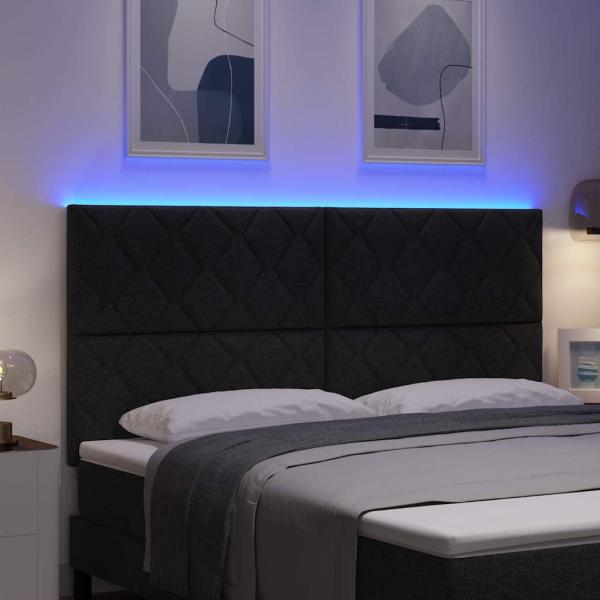 LED Kopfteil Schwarz 180 cm Stoff