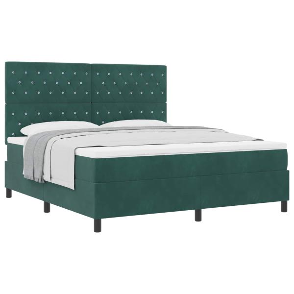 Boxspringbett mit Matratze Dunkelgrün 180 x 200 cm Samt