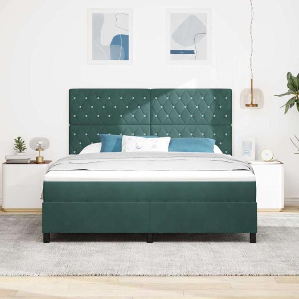 Boxspringbett mit Matratze Dunkelgrün 180 x 200 cm Samt