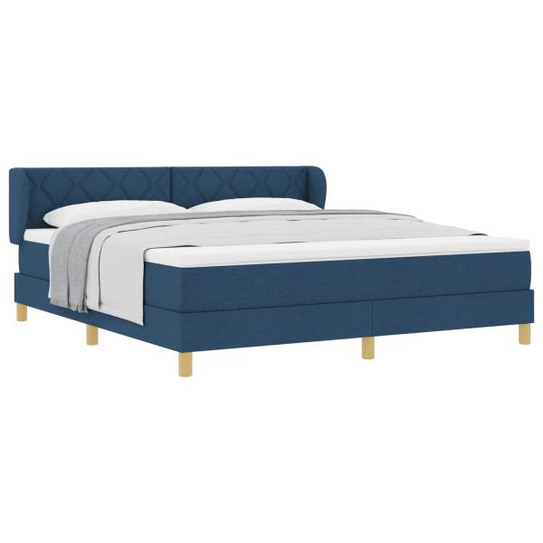 Boxspringbett mit Kopfteil Blau 180 x 200 cm Stoff