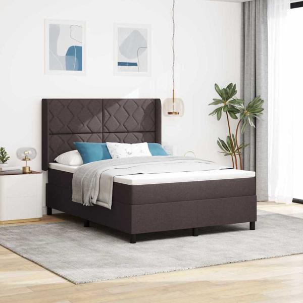 ARDEBO.de - LED Boxspringbett mit Kopfteil Dunkelbraun 160 x 200 cm Stoff