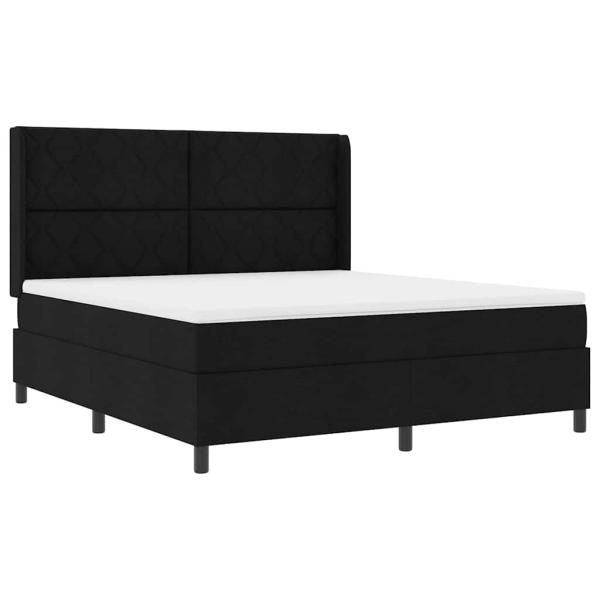 LED Boxspringbett mit Kopfteil Schwarz 180 x 200 cm Stoff