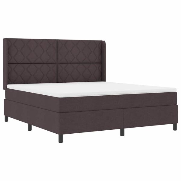 LED Boxspringbett mit Kopfteil Dunkelbraun 180 x 200 cm Stoff