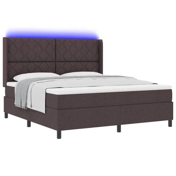 LED Boxspringbett mit Kopfteil Dunkelbraun 180 x 200 cm Stoff