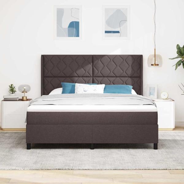 LED Boxspringbett mit Kopfteil Dunkelbraun 180 x 200 cm Stoff