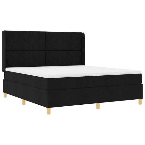 Boxspringbett mit LED-Lichtleisten Schwarz 180 x 200 cm Stoff