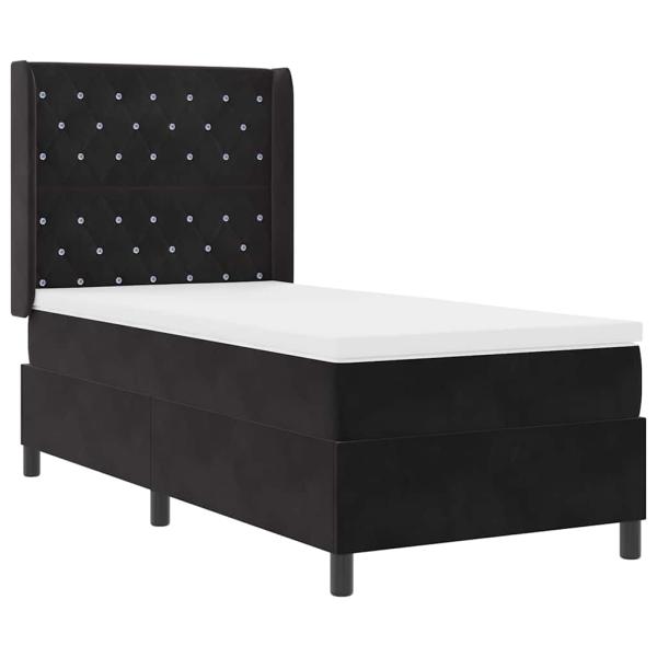 Boxspringbett mit Matratze mit LED Schwarz 90 x 200 cm Samt