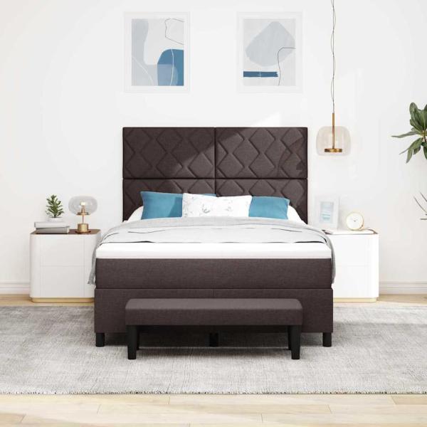 Boxspringbett mit Kopfteil Dunkelbraun 160 x 200 cm Stoff