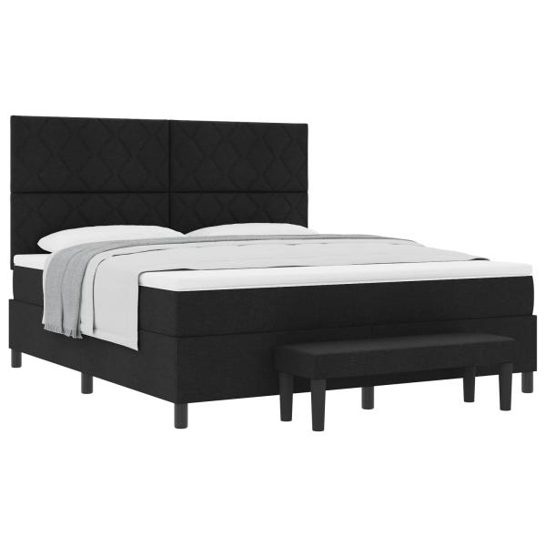 Boxspringbett mit Kopfteil Schwarz 180 x 200 cm Stoff