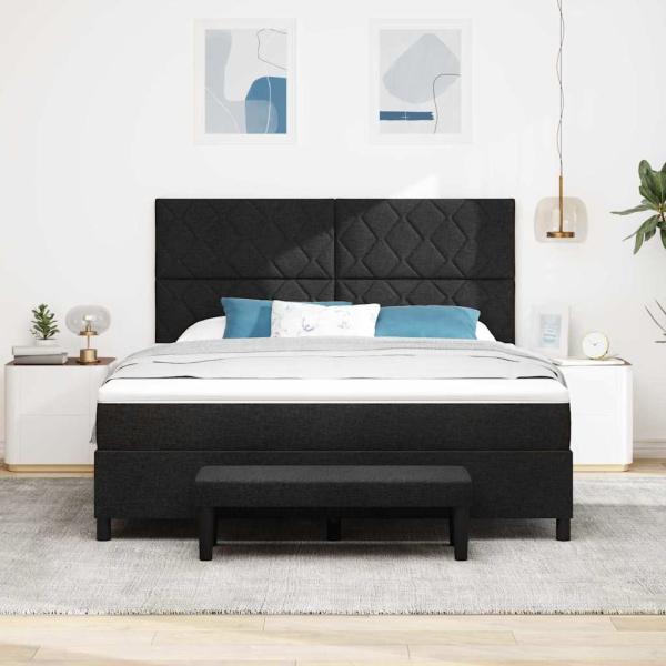 Boxspringbett mit Kopfteil Schwarz 180 x 200 cm Stoff