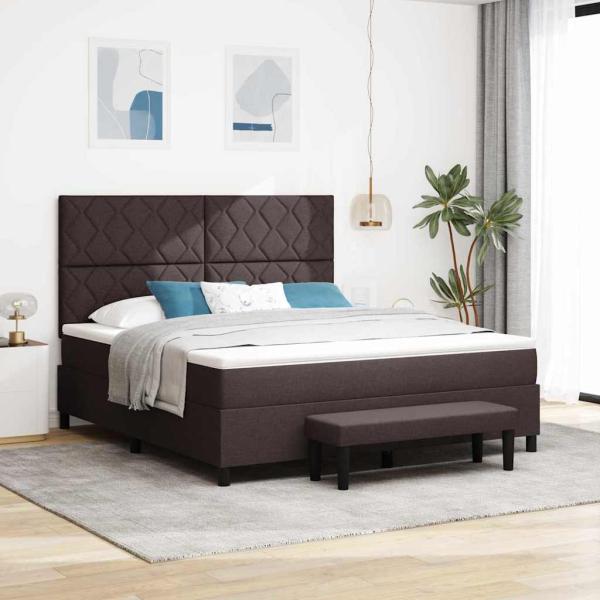 ARDEBO.de - Boxspringbett mit Kopfteil Dunkelbraun 180 x 200 cm Stoff