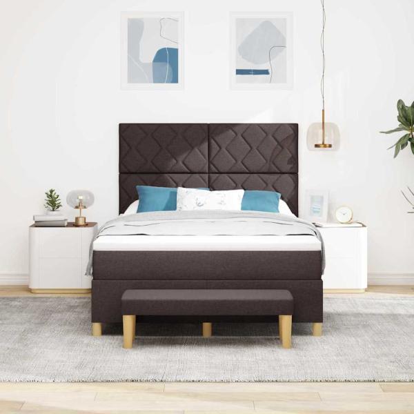 Boxspringbett mit Kopfteil Dunkelbraun 200 x 160 cm Stoff