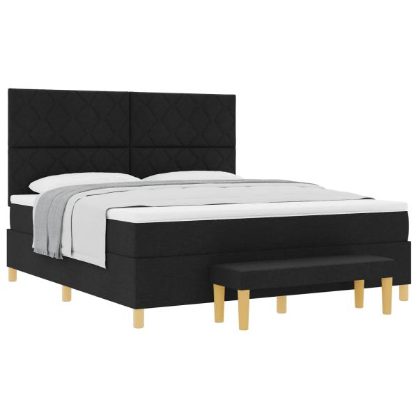 Boxspringbett mit Kopfteil Schwarz 200 x 180 cm Stoff