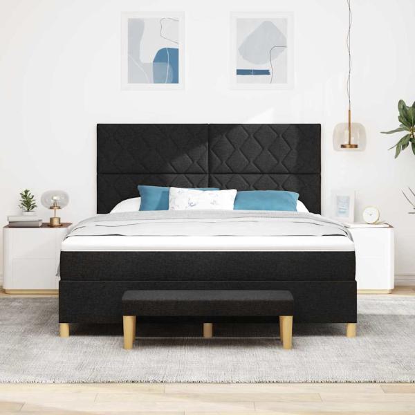 Boxspringbett mit Kopfteil Schwarz 200 x 180 cm Stoff