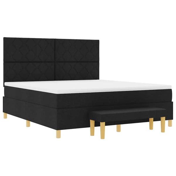 Boxspringbett mit Kopfteil Schwarz 200 x 180 cm Stoff