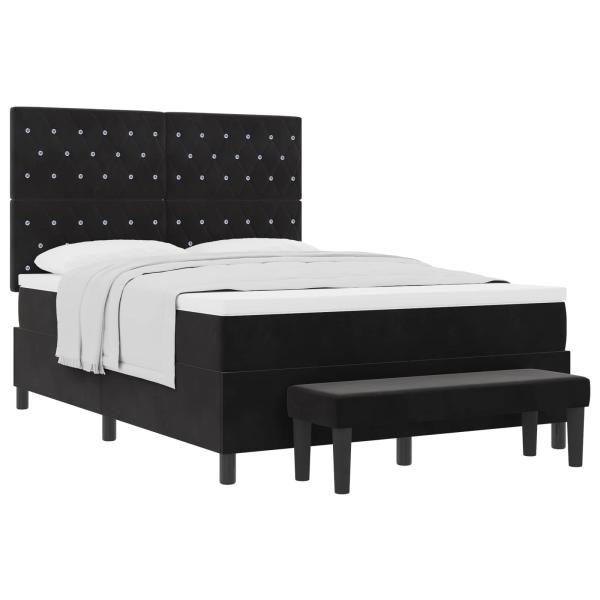 Boxspringbett mit Kopfteil Schwarz 200 x 160 cm Samt