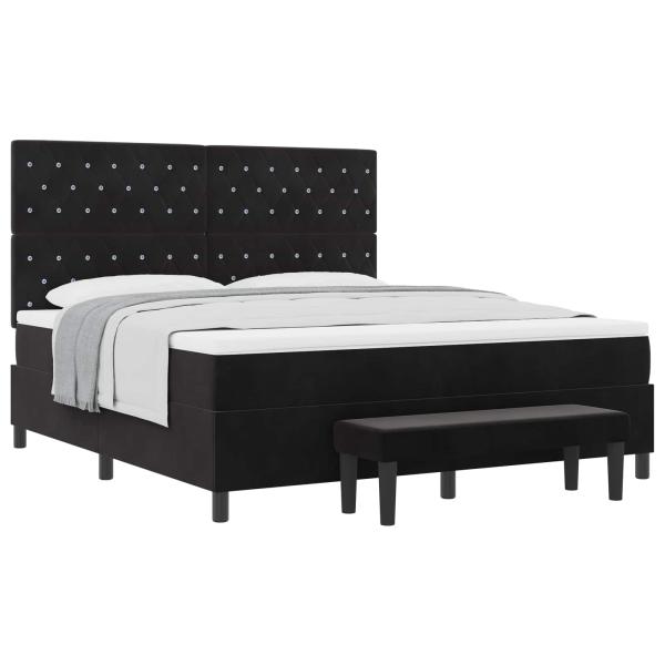 Boxspringbett mit Kopfteil Schwarz 200 x 180 cm Samt