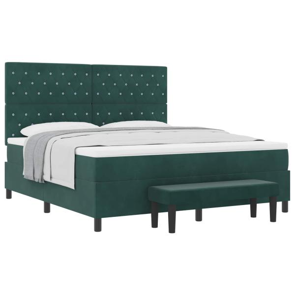 Boxspringbett mit Kopfteil Dunkelgrün 200 x 180 cm Samt