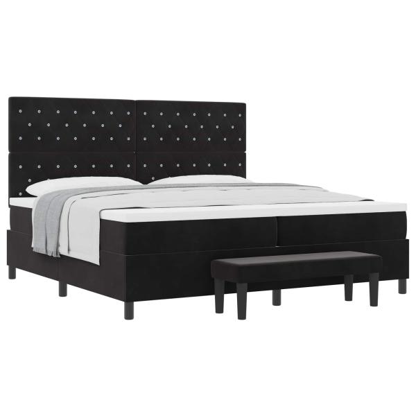 Boxspringbett mit Matratze Schwarz 200 x 200 cm Samt