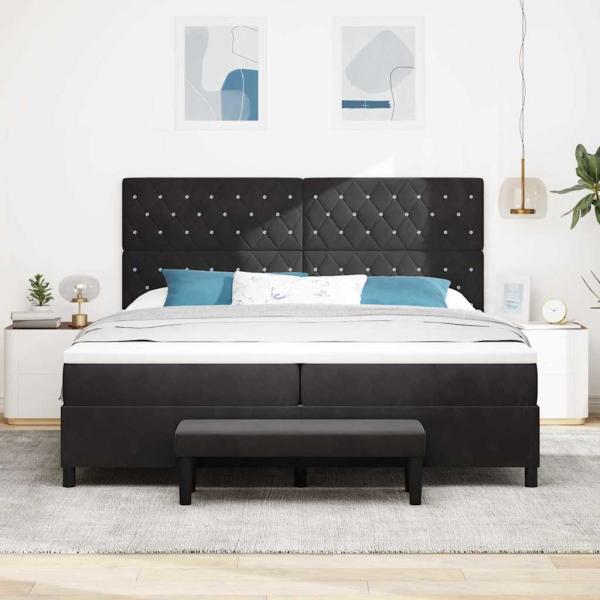 Boxspringbett mit Matratze Schwarz 200 x 200 cm Samt