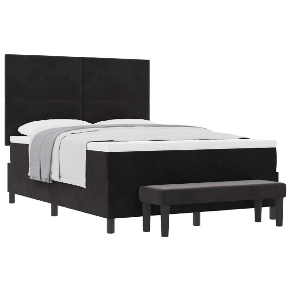 Boxspringbett mit Kopfteil Schwarz 200 x 160 cm Samt