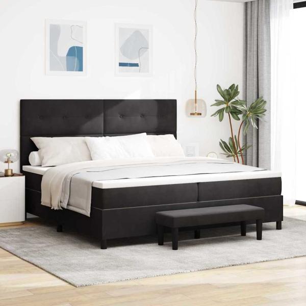 ARDEBO.de - Boxspringbett mit Kopfteil Schwarz 200 x 200 cm Samt