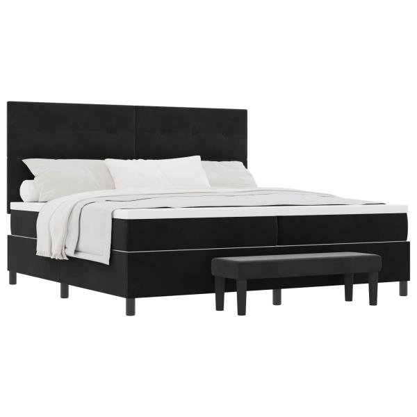 Boxspringbett mit Kopfteil Schwarz 200 x 200 cm Samt