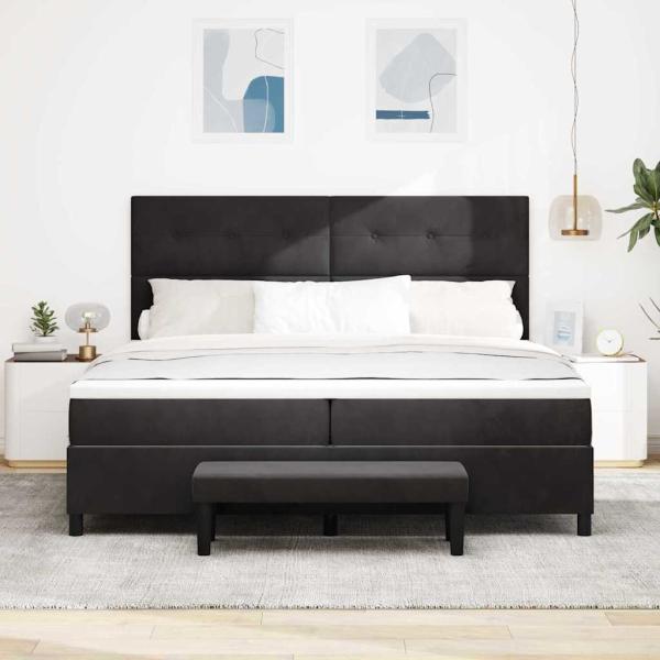 Boxspringbett mit Kopfteil Schwarz 200 x 200 cm Samt