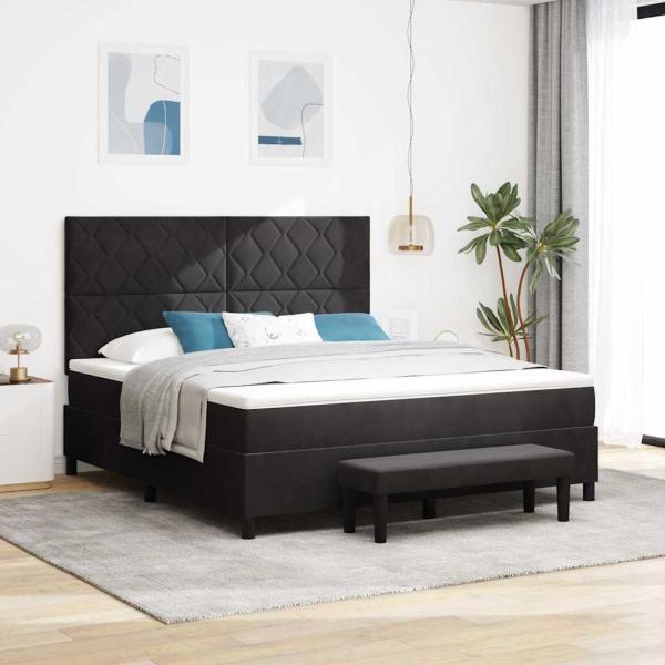 ARDEBO.de - Boxspringbett mit Kopfteil Schwarz 200 x 180 cm Samt