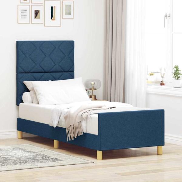 ARDEBO.de - Bettgestell mit Kopfteil Blau 80 x 200 cm Stoff