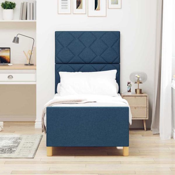 Bettgestell mit Kopfteil Blau 80 x 200 cm Stoff