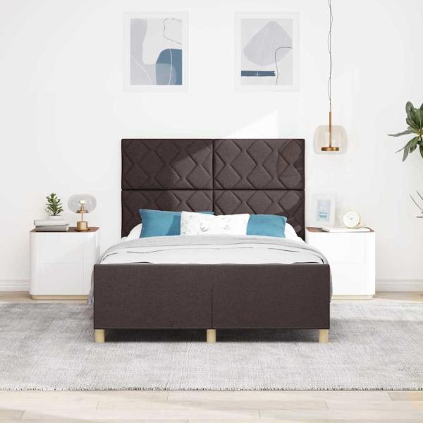 Bettgestell mit Kopfteil Dunkelbraun 160 x 200 cm Stoff