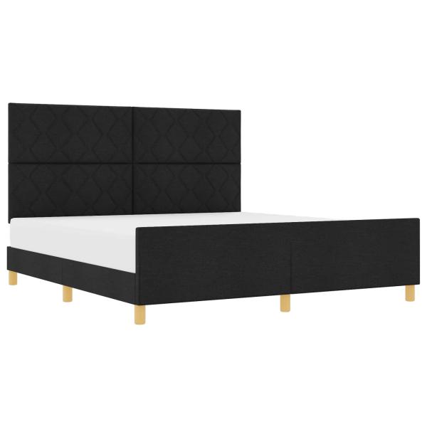 Bettgestell mit Kopfteil Schwarz 180 x 200 cm Stoff
