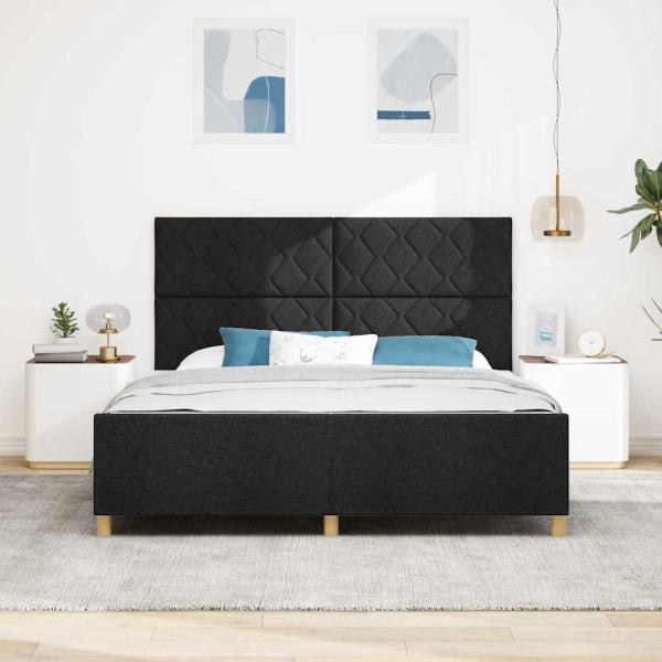 Bettgestell mit Kopfteil Schwarz 180 x 200 cm Stoff