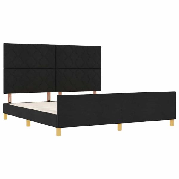 Bettgestell mit Kopfteil Schwarz 180 x 200 cm Stoff