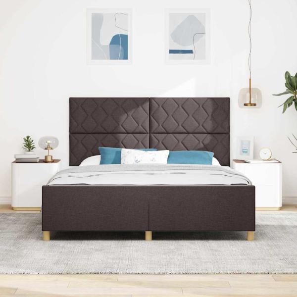 Bettgestell mit Kopfteil Dunkelbraun 180 x 200 cm Stoff