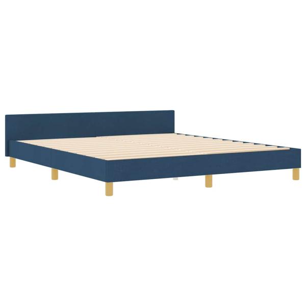 Bettgestell mit Kopfteil Blau 180 x 200 cm Stoff