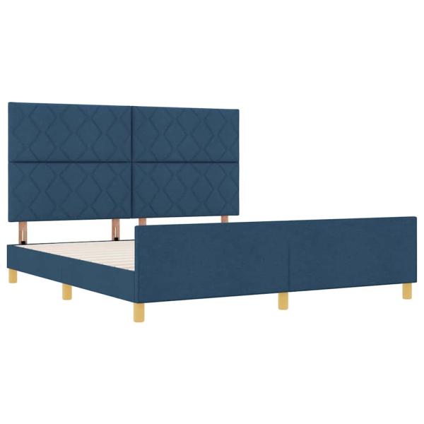 Bettgestell mit Kopfteil Blau 180 x 200 cm Stoff