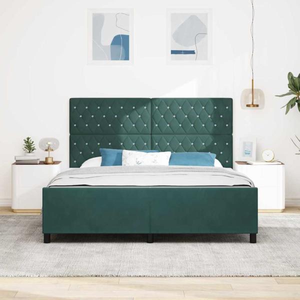 Boxspringbett mit Kopfteil Dunkelgrün 180 x 200 cm Samt