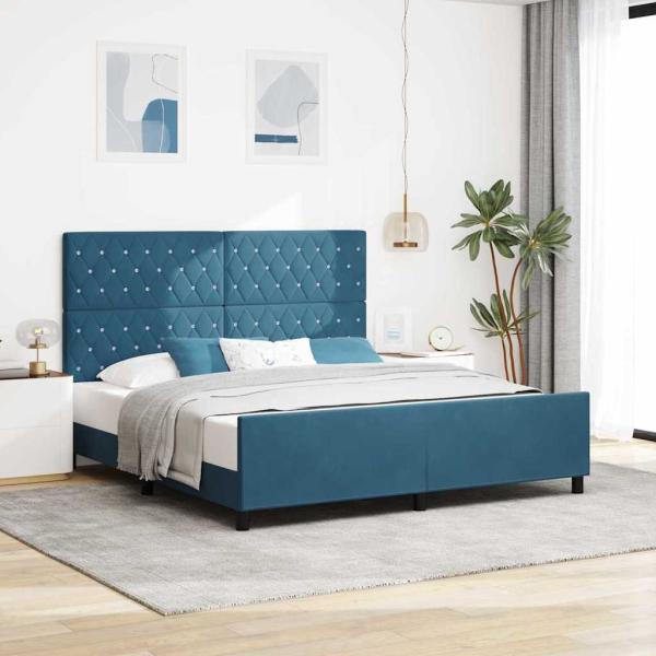 ARDEBO.de - Boxspringbett mit Kopfteil Dunkelblau 180 x 200 cm Samt