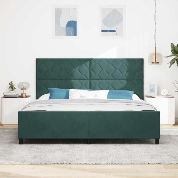 Boxspringbett mit Kopfteil Dunkelgrün 200 x 200 cm Samt
