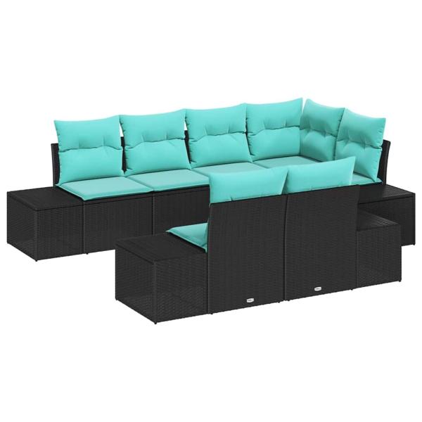 Gartensofa-set 7 stk. Schwarz Poly-Rattan