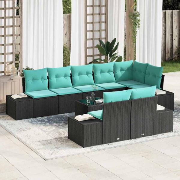 ARDEBO.de - Gartensofa-set 9 stk. Schwarz Poly-Rattan