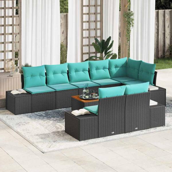 ARDEBO.de - Gartensofa-set 9 stk. Schwarz Poly-Rattan